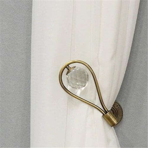 2020 Luxury Crystal Curtain Hooks Zinc Alloy Curtain Tie Back Holders Curtains Tieback Bag Robe Wall Hook Hanger Home Decoration