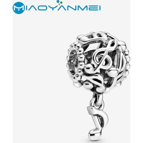 2020 Spring New 925 Sterling Silver Beads Openwork Music Notes Charms fit Original Pandora Bracelets Women Fashion DIY Jewelry