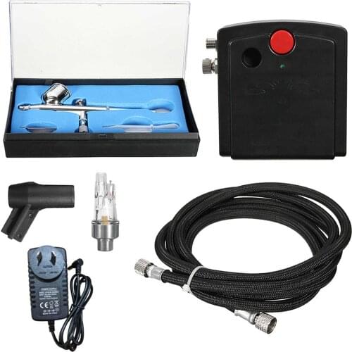 AC100-240V Dual-Action Airbrush with Compressor 0.3mm Spray Gun Airbrush Kit for Nail Air brush for Model/Cake/Car Painting