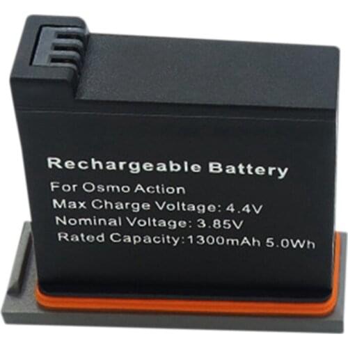 Battery for Dji Osmo Action Camera Battery 1300mah Usb Charger Battery Support Upgrade