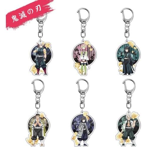 Anime Demon Slayer Acrylic Keychain Rengoku Kyoujurou Kamado Nezuko Tanjirou Props Keyring Kid Gifts Cute Pendant for Boys Girls