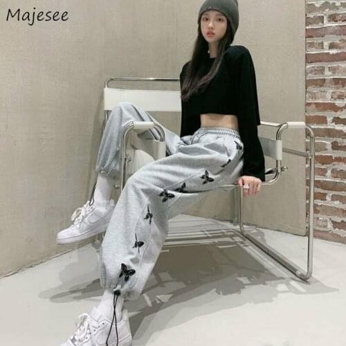 Harem Pants Women Winter Butterfly Cartoon Plus Size 3XL Drawstring High Waist Thicken Hip Hop Casual Trousers Ins Teens Fashion
