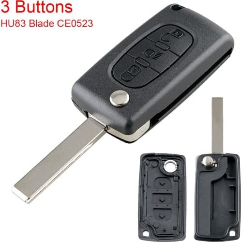 3 Buttons Remote key Case Entry Replacement Flip Folding Car Key Shell with Uncut Flip Key Fit for Citroen C2 C3 C4 C5 C6