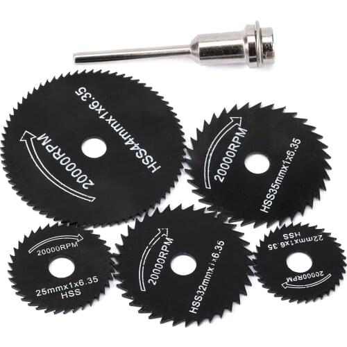 6Pcs Mini HSS Circular Saw Blade Wood Cutting Discs Rotary Tool For Dremel Metal Cutter Power Tool Drill Mandrel Cutoff 22-44mm
