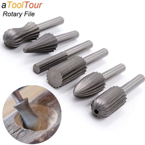 HSS Carbide Rotary File 1/4 Hex Shank Carbon Steel Burr Rotary Rasp Tool For Woodworking Drilling Soft Metal Carving Grinding