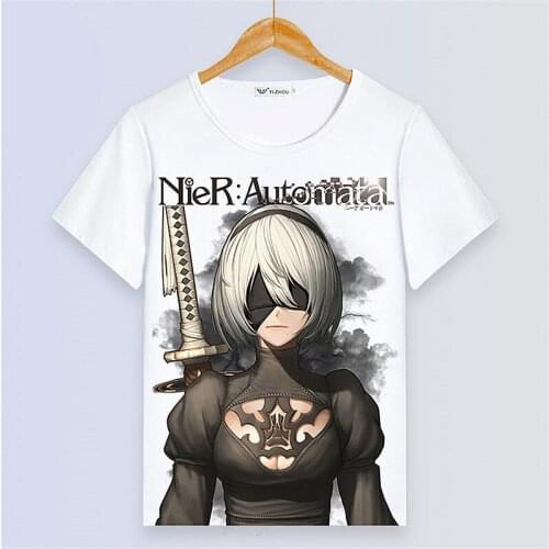NieR:Automata YoRHa Type A No. 2 Print Unisex Sexy T shirt Men Loose Cotton Tee Shirt Short Sleeve Summer Tops Couple Coats