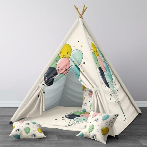 Play Tent for Kids Wigwam Portable Indoor Playground Tents Children Bedrooms Happy Balloons Cloud Model 1365