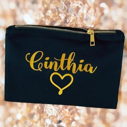 Customize bride tribe wedding bridal Bridesmaid Makeup Gift Make Up Birthday gift ,Bride Makeup Bag, Gold Cosmetic gifts