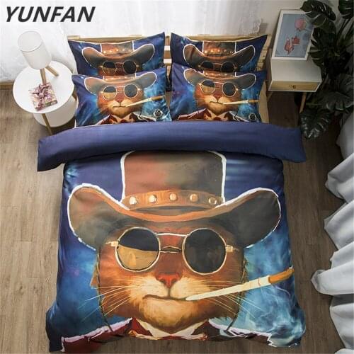 3D Cat Bedding Set for Girls Boys Cute Colorful Cat Pattern Bedspread 3 Piece Animal single Duvet Cover Set cartoon bedclothes