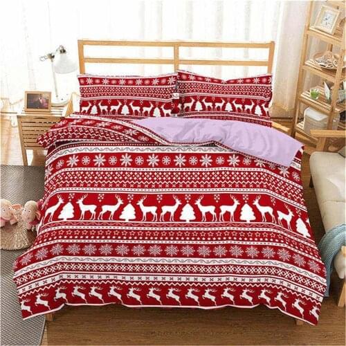 2021 3D Merry Christmas Bedding Set Duvet Cover Red Elk Comforter Bed Set Gifts Queen King Size