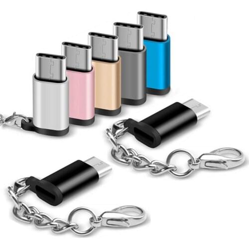USB Type C To Micro USB Converter Metal Data Converter Sync Adapter With Keychain For Mobile Phone Huawei Xiaomi Accessories