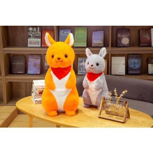 Creative Cute Kangaroo Plush Toy Kawaii Plush Stuffed Animal Orange Gray Doll Sleeping Pillow Home Bed Decoration Gift