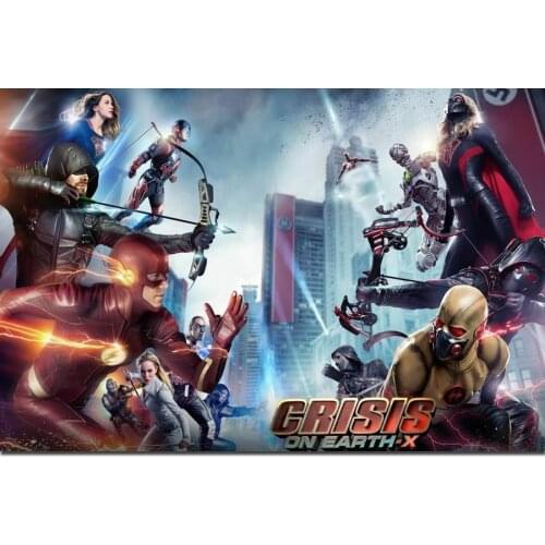 Crisis On Earth X Arrowverse Superhero The Flash TV Series Silk Cloth Poster Art Bedroom Decoration