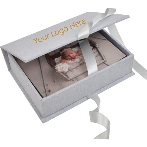 Custom Logo Linen Wedding Memory Photo storage Box