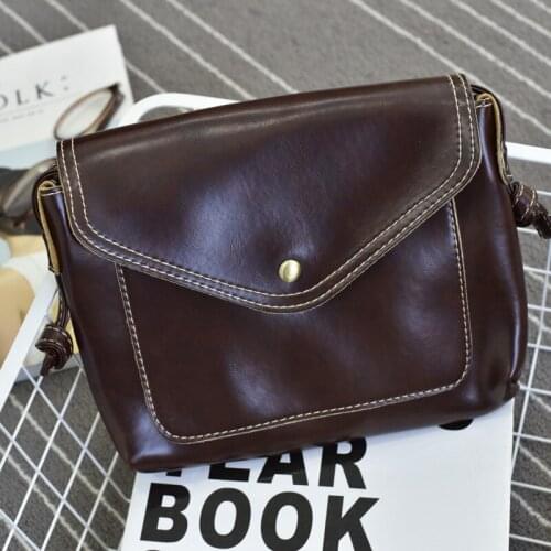 Retro solid color small bag Korean version of the small square bag trend messenger bag pu mini small bag shoulder bag