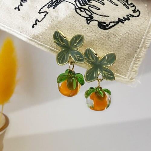 Sweet Transparent Acrylic Persimmon Drop Earrings for Women Vintage Simple Fashion Small Earrings Korean New Design Jewelry