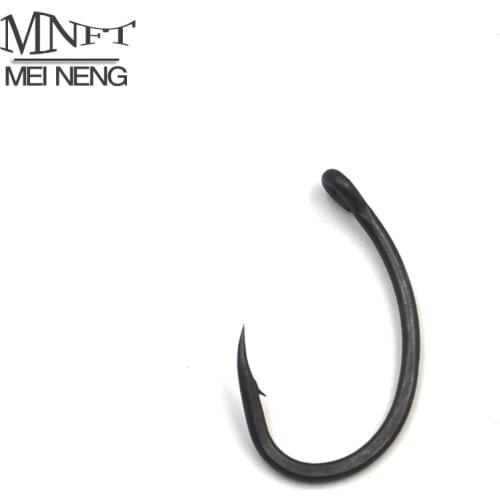 MNFT 100Pcs Non-stick Coating Eyed Yn Carp Hooks Arc Barbed High Carbon Steel Matte Black With Barb For Carp Fishing Hook