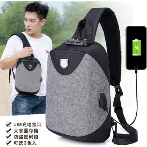 Fashion Men Anti Theft Chest Bag Shoulder Bags USB Charging Crossbody Bag School Short Trip Messengers Outdoor Hiking Bags