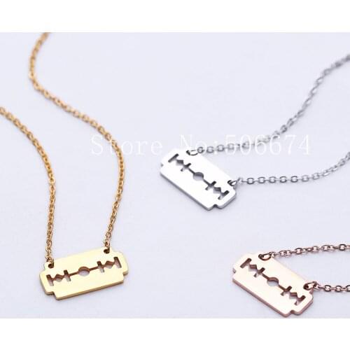 Cool Man Razor Blade Stainless Steel Jewelry Pendant Necklace statement necklace for party wedding titanium necklace