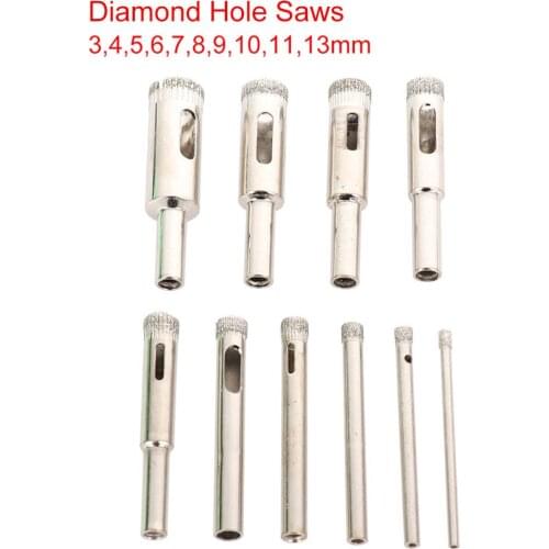 10pcs Diamond Hole Saw Drill Bit Set 3mm-13mm Tile Ceramic Glass Porcelain Marble Hole Saw