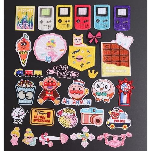 DIY Mermaid Game Machine Embroidered Patches for Clothing Iron on Patch Cartoon Applique Badge Cute Parches Garment Accessory