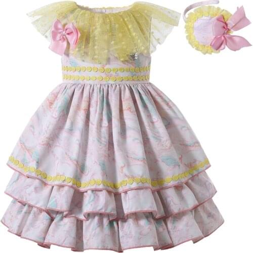 Pettigirl New Kids Girls Easter Dresses Wholesale Cute Bow Summer Wears Baby Ruffle Dress For Girl Boutique Clothes