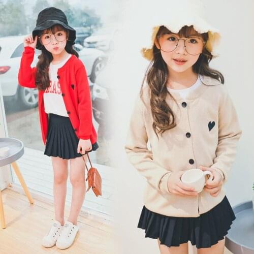 2020 Fall Spring Toddler Sweater Solid Color Girls Cardigan Sweater Casual Knitted Sweaters Teenage Knitwear Clothes 2-14 Years