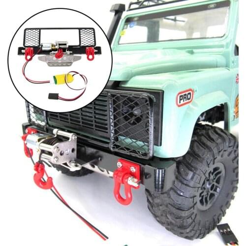 Front Bumper with Winch, Tow Hook, Control Wire Protection Plate, for MN D90 D99S RC Car Climbing Car Car Accessory
