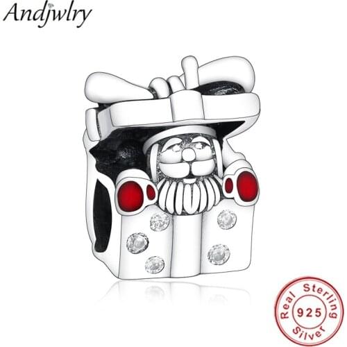 Fit Original Pandora Charms Bracelet 925 Silver Santa in a Giftbox Charm Beads Women DIY Jewelry Berloque Christmas Gift