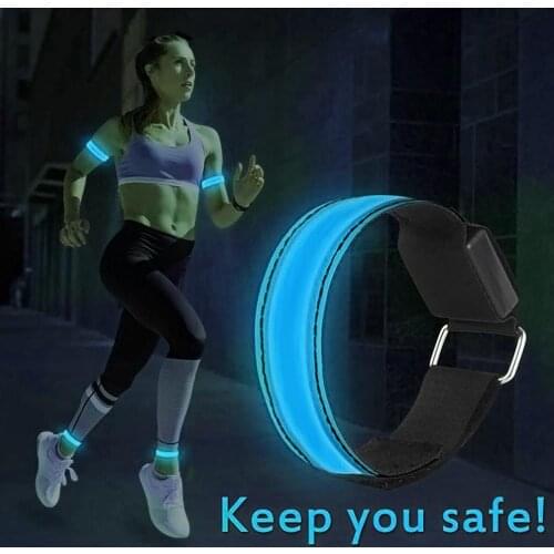 Adjustable Wristband Flashing Strips Reflective LED Armband Ankle Glow Bracelet Safety Light for Night Jogging Walking Biking