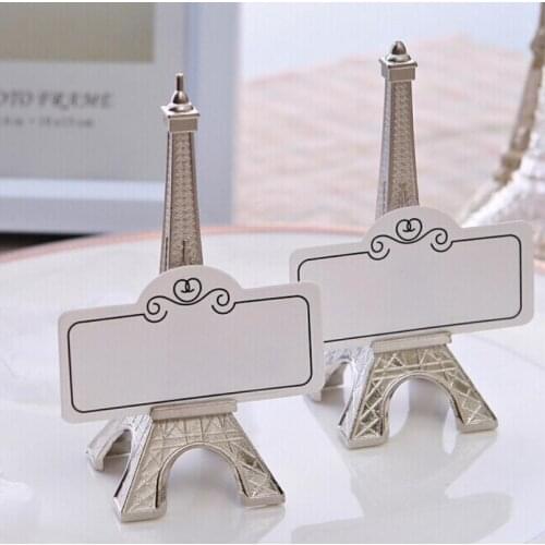 Romantic Tower Silver-Finish Place Card Holder Wedding Table Decorations Party Supplies LX1596