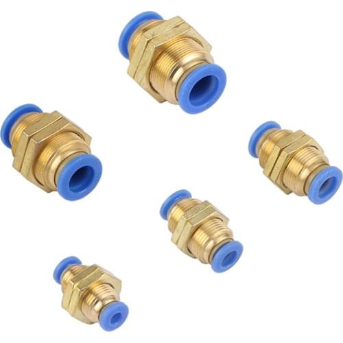 Garden Straight Bulkhead Union 4mm 6mm 8mm 10mm 12mm OD Hose Tube One Touch Push Into PM Air Pneumatic Pipe Fittings 3 Pcs