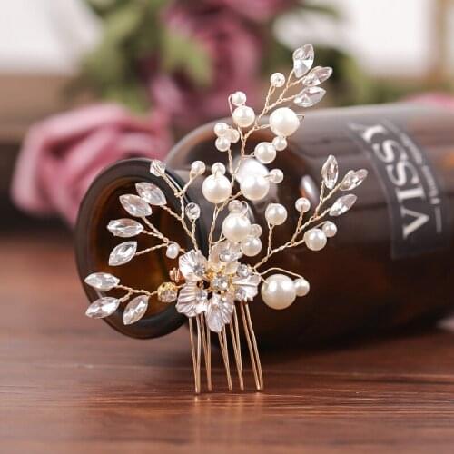 Bridal Hair Accessories Crystal Hair Combs Peals Wedding Hair Clips Accessories Jewelry Handmade Women Hair Ornaments Headpieces