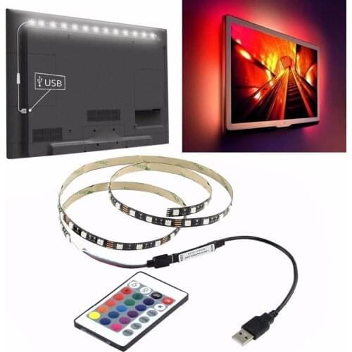 5V USB LED Strip 5050 RGB TV Background Lighting 60LEDs/m with 24Key RF Controller 50cm / 1m / 2m Set