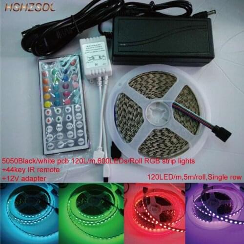 5M/Roll RGB 5050 SMD LED Strip light 600 LEDs 12V 6A Power Supply Adapter EU/USA Plug Transformer 44Keys IR Remote Controller