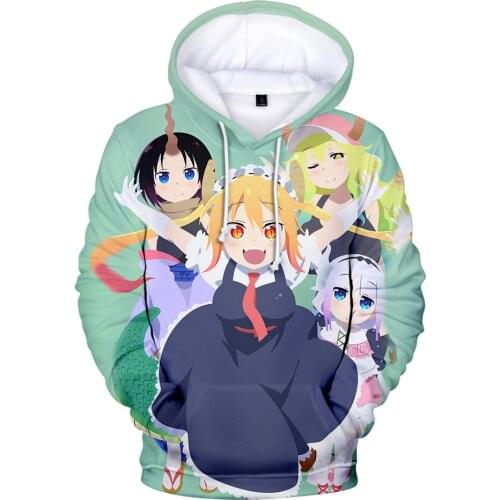 Leisure 3D Hoodies Anime Xiao Lins dragon maid Hoodie sweatshirt 3D Cartoon Jackets Cute Casual Long Sleeve Teenage Pullovers