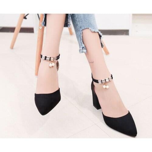 2019 HOT Dress Shoes High Heels Boat Shoes Wedding Shoes tenis feminino Summer Women Shoes Pointed Toe Pumps Side with Pearl