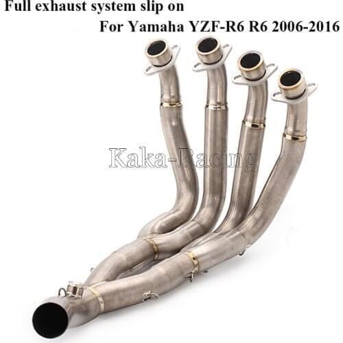 YZF-R6 51mm Motorcycle Exhaust muffler Modified Full system Front header Tube Mid link Pipe Slip-on for Yamaha YZF R6 2006-2016