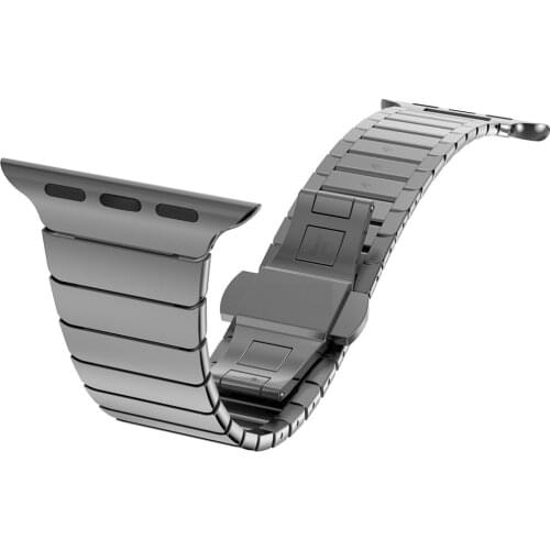 High Quality Butterfly Clasp Lock Link Loop Band for Apple Watch Band Link Bracelet Stainless Steel Strap 38mm 42mm for Iwatch