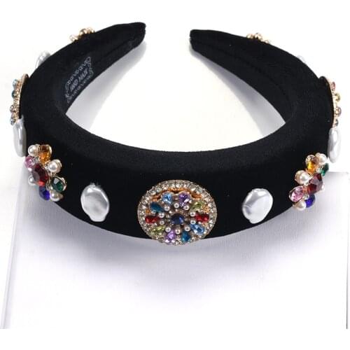 2020 Brand ZA Headband Hair Jewelry Accessories Women Luxury Vintage Palace Baroque Hairband Crystal Rhinestone Pearl Headband