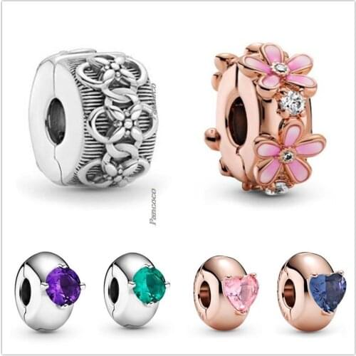 Original 925 Sterling Silver Passions Flower Pattern Clip Charm Beads Fit Women Pandora Bracelet & Necklace Jewelry