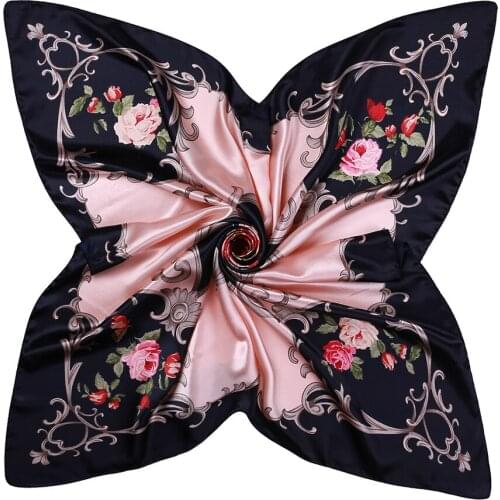 Female Satin Hijab Wrap Lady Headband Foulard Scarves Square Shawl Head Scarfs Silk Scarf
