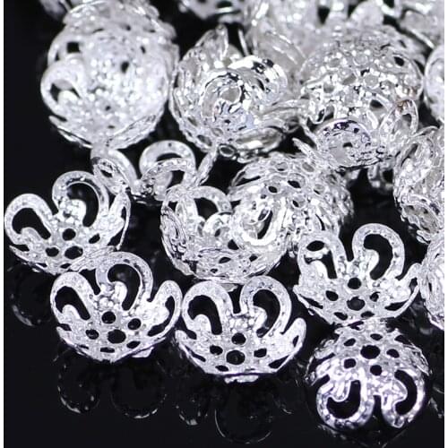 ZHUBI 6/8/12mm Fittings For Accessory Components Findings Separate Beads Alloy Flowers For DIY Necklace Bracelet Jewelry Making