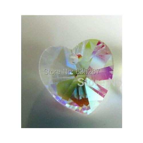 1000pcs/Lot 14mm Crystal Heart Loose Beads AB Coating Crystal Prism Glass Chandelier Heart Pendant Beads