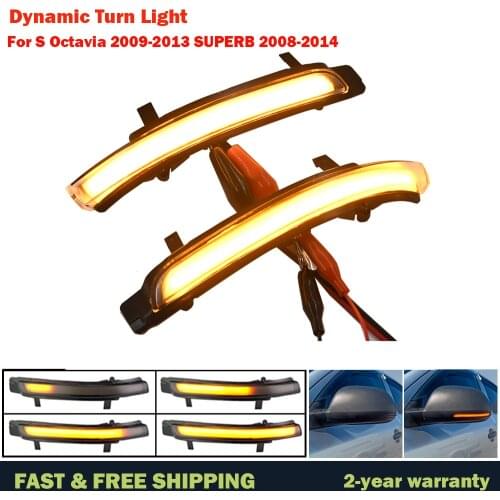 2 Pieces For Skoda Octavia 2009-2013 Superb 2008-2014 Dynamic LED Turn Signal Blinker Mirror Flasher Light Sequential Lamp