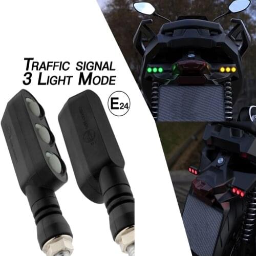 2pcs Motorcycle Turn Signals Light Daytime Running Light Red Yellow Green LED Steering Brake Light for Traffic Signal E-mark