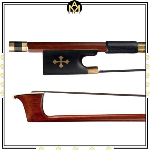 4/4 Size Brazilwood Violin Bow Decorative Ebony Frog Black Horsehair Brass Accessories Student Bow
