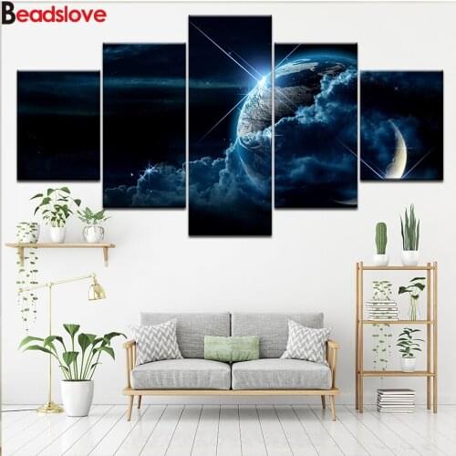 5 Pieces Earth Space 5d diy diamond painting fantasy Landscape diamond embroidery mosaic cross stitch rhinestone art home decor