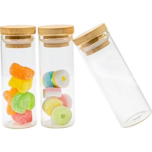 5Pcs 40ml Hyaline Glass Vials with Bamboo Wood Rubber Cap Delicate Practical Craft Travel Sub Bottling Exquisitely made
