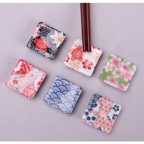 6pcs/set Japanese Style Ceramic Square Chopstick Shelf Chopstick Holder Kitchen Tableware Dinnerware Table Decor